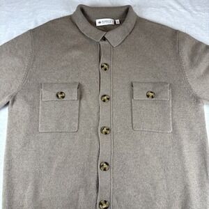 Biarritz Wool Cashmere Cardigan Sweater Mens Size 58 XXL Tan Button Front Knit